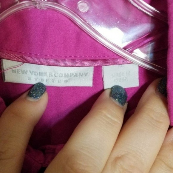 New York & Company Purple Button Down 3/4 Sleeve Ruffle Edge Top Size XL - Picture 4 of 5